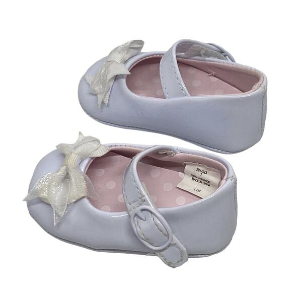 Baby Deer Girl's White Patent Skimmer Crib Shoes 1M Infant Hook & Loop Closure - Picture 7 of 14
